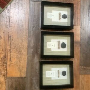 Three framed Asian art. Happiness, tranquility, harmony.